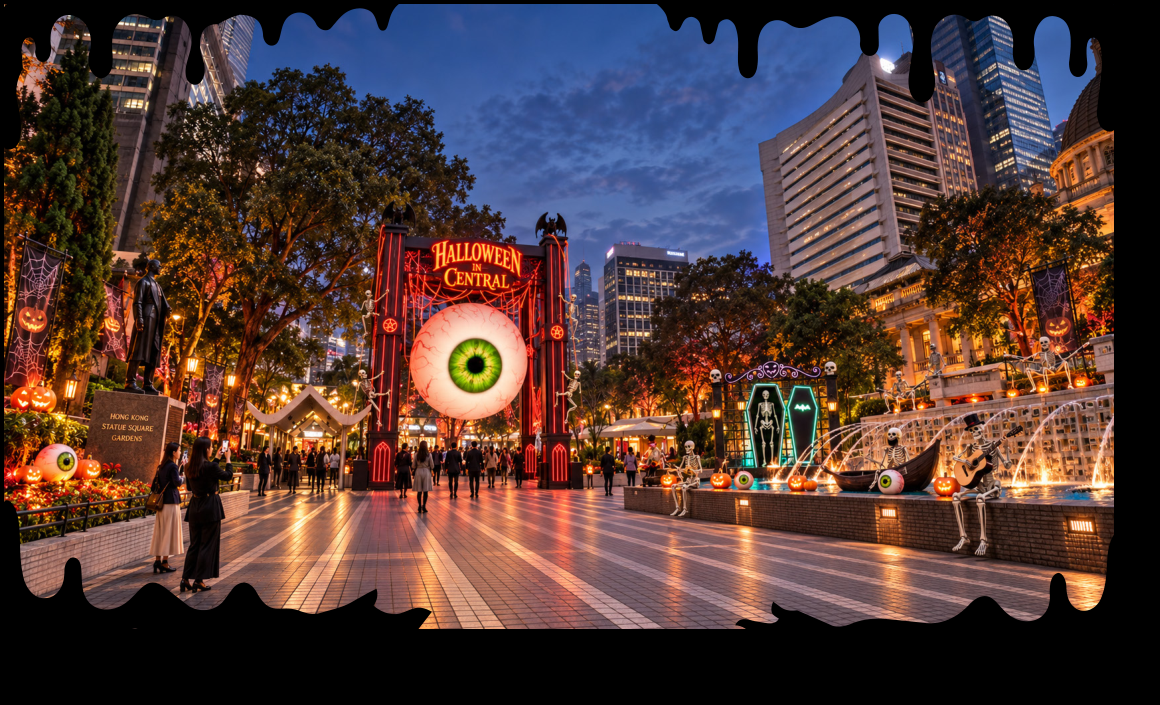 Halloween installations at Statue Square Gardens